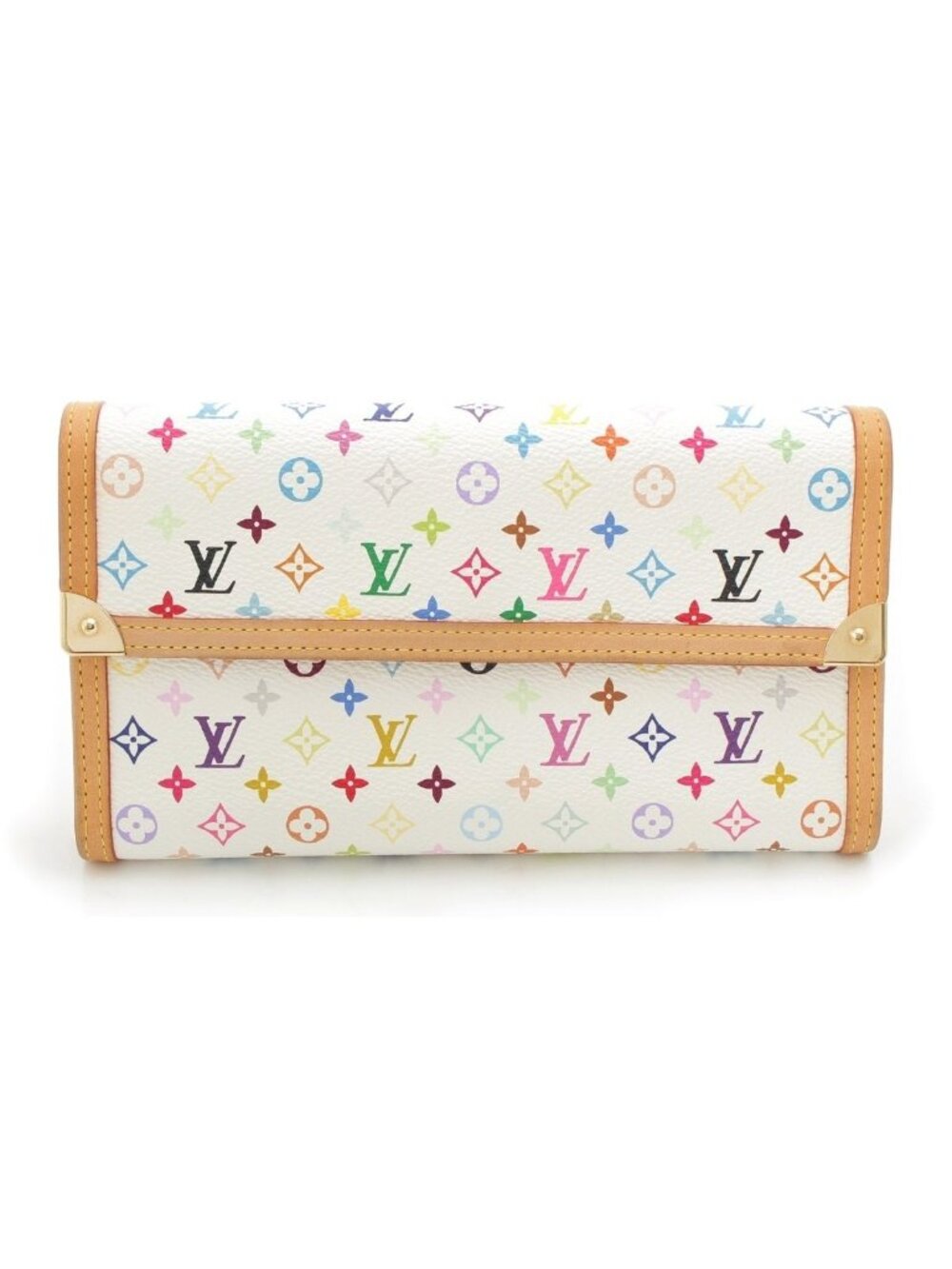 Louis Vuitton Porte Tresor International Monogram Multicolor Wallet Blanc White